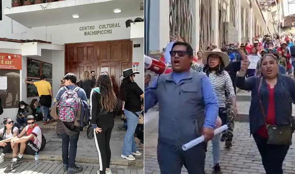 Los comerciantes del distrito de Machupicchu y cientos de turistas nacionales y extranjeros se movilizaron en la localidad de Aguas Calientes. Foto: La República