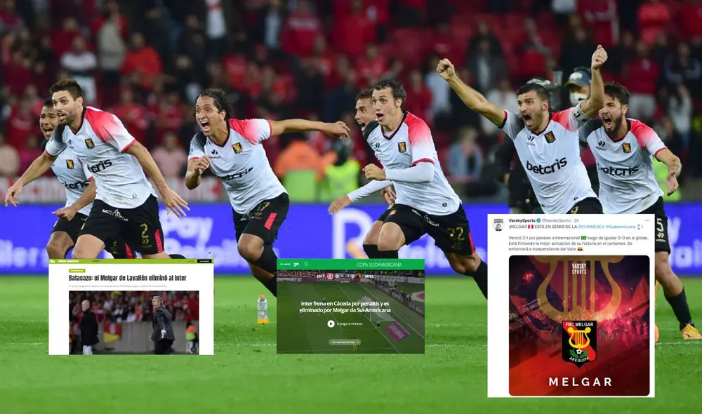 Melgar clasificó a las semifinales de la Copa Sudamericana tras vencer 3-1 por penales al Internacional. Foto: Composición/EFE/Olé/Globo/Varsky Sports