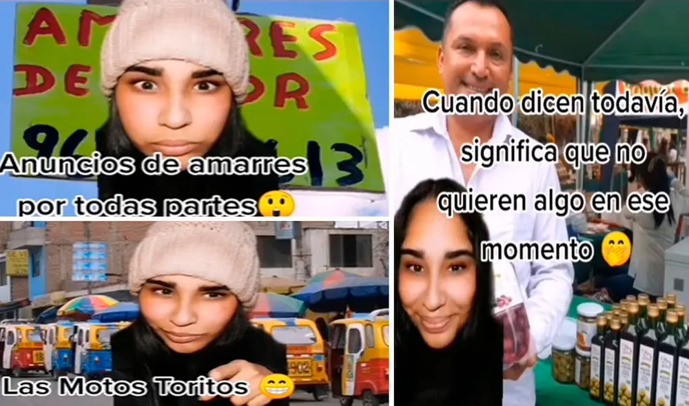 Las motos toritos, los anuncios de amarre, los tipos de papas y otros, son algunas de las cosas que nombró la joven venezolana. Foto: composición LR/TikTok/@mulata0389 Las motos toritos, los anuncios de amarre, los tipos de papas y otros, son algunas de las cosas que nombró la joven venezolana. Foto: composición LR/TikTok/@mulata0389