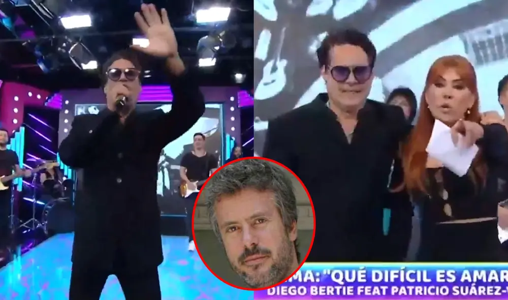 Magaly Medina se notó conmovida al ver y escuchar el homenaje de Patricio Suárez Vértiz a Diego Bertie. Foto: composición LR/ATV/archivo