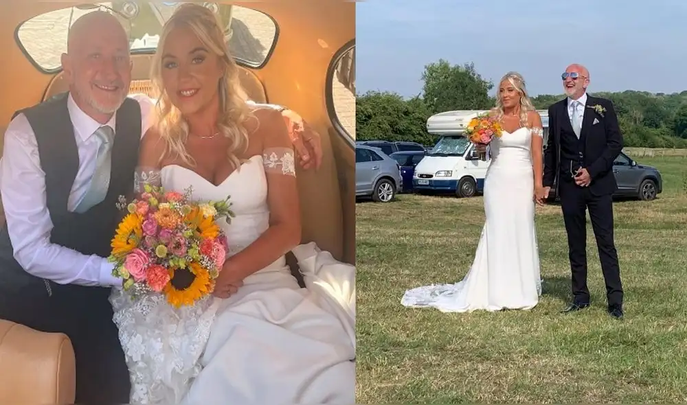 Rich y Evie Foetu Tomkinson se conocieron cuando él tenía 19 años y ella era una bebé. Foto: composición/SWNS