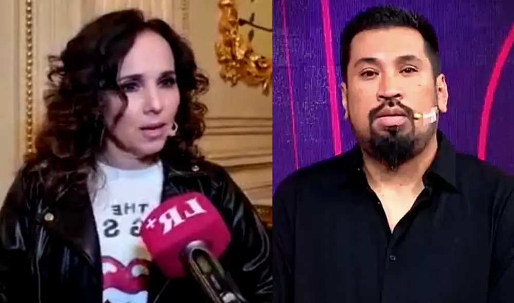 Erika Villalobos evitó referirse a Aldo Miyashiro. Foto: composición LR/Giuliana Castillo/URPI-GLR/captura de América TV