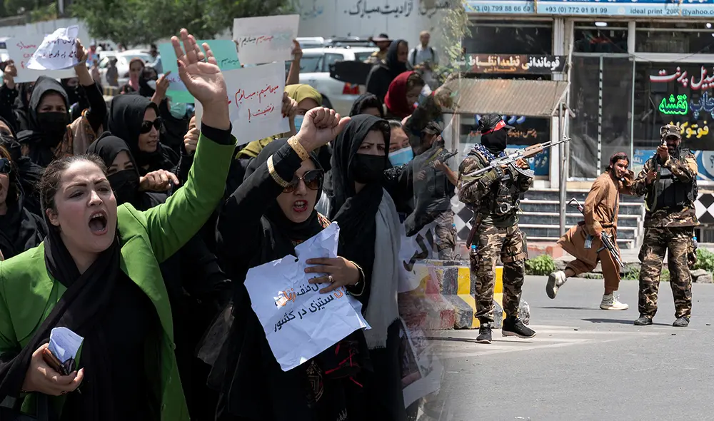 Los derechos de las mujeres han sido restringidos en Afganistán tras la llegada de los Talibanes. Foto: composición LR/AFP
