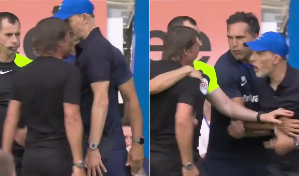 Pelea de Conte y Tuchel. Foto: captura ESPN Pelea de Conte y Tuchel. Foto: captura ESPN