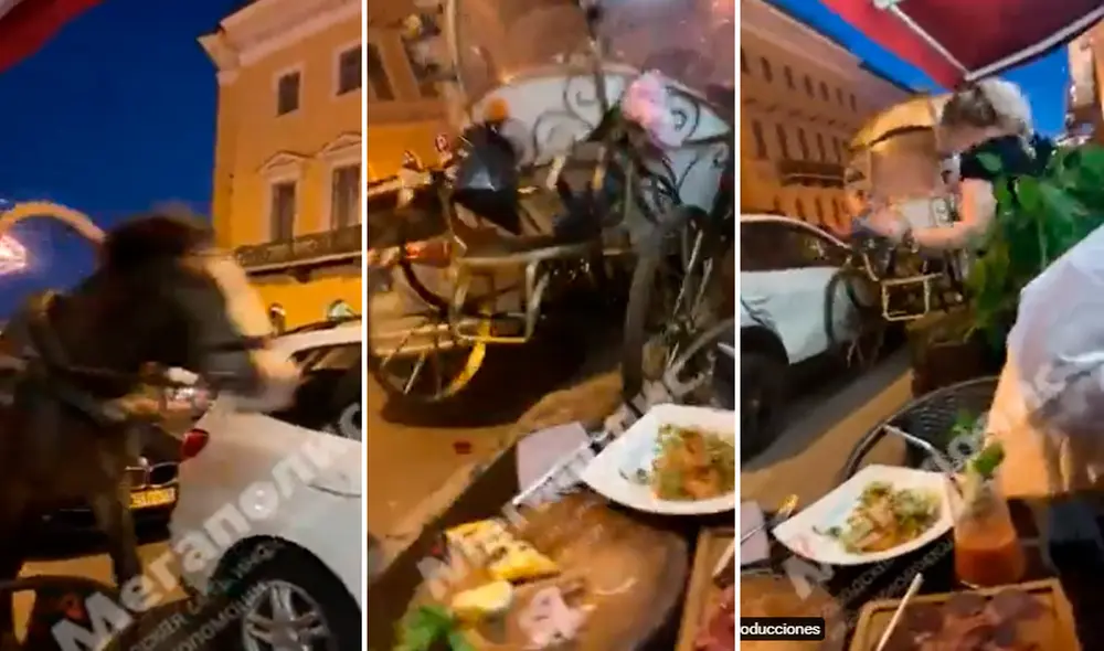 El caballo no soportó los fuertes estruendos de los cohetes, lo que generó que corriera desesperado por la calle. Foto: composición LR/captura de TikTok/@Ezorreras El caballo no soportó los fuertes estruendos de los cohetes, lo que generó que corriera desesperado por la calle. Foto: composición LR/captura de TikTok/@Ezorreras