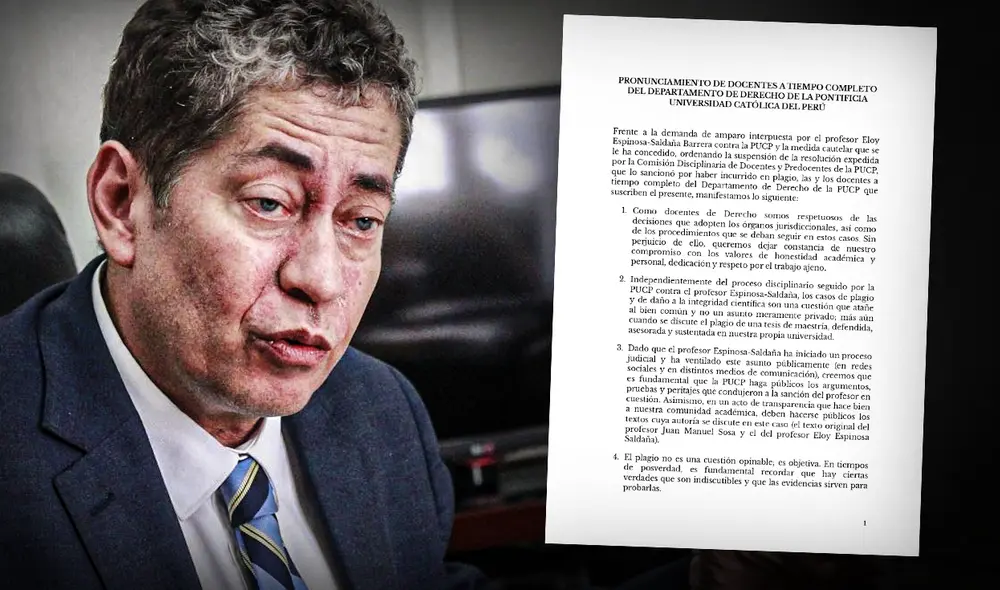 El exasesor Sosa acusó a Eloy Espinoza-Saldaña de haber cometido plagio. Foto: composición Jazmín Ceras/LR/Andina El exasesor Sosa acusó a Eloy Espinoza-Saldaña de haber cometido plagio. Foto: composición Jazmín Ceras/LR/Andina