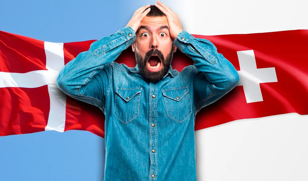 Las banderas de Suiza y Dinamarca suelen confundir a las personas por su parecido, pero diversos detalles las hacen diferente. Foto: composición LR/ Fabrizio Oviedo