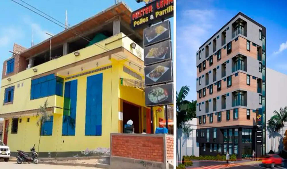 El arquitecto peruano construyó unos pisos más para que la pollería tuviera espacio suficiente para alojar a las familias. Foto: composición LR/TikTok/@dp.arquitecto