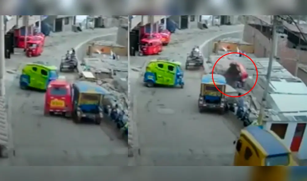 Los tres niños resultaron heridos de forma leve tras el impacto del mototaxi con la parte superior de la vivienda. Foto América Noticias Los tres niños resultaron heridos de forma leve tras el impacto del mototaxi con la parte superior de la vivienda. Foto América Noticias