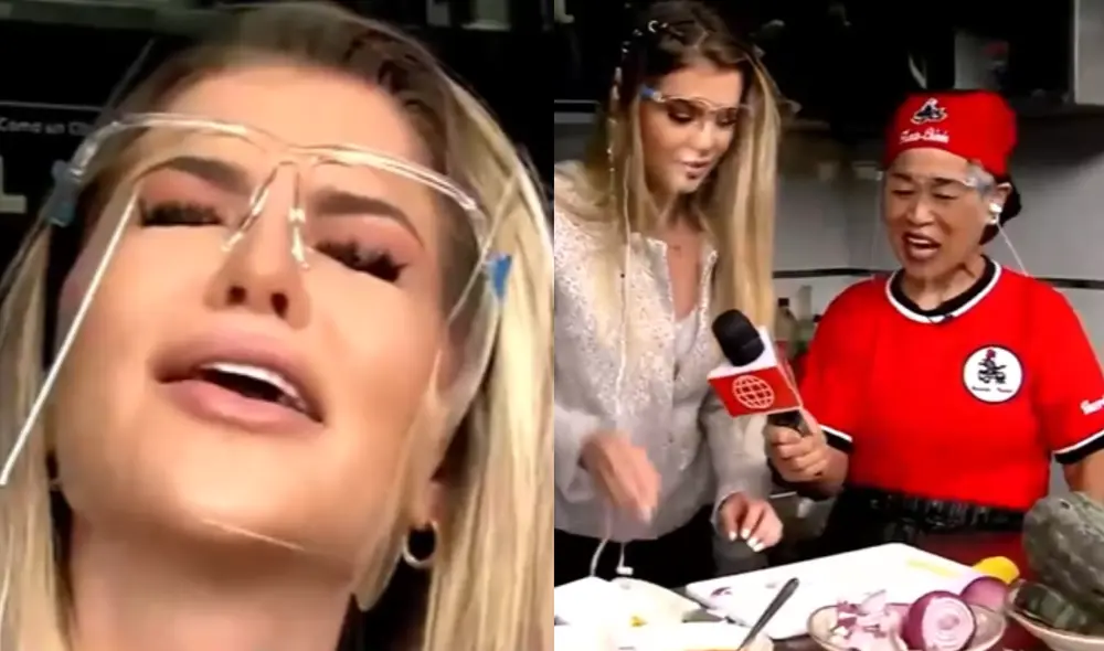 Brunella Horna se animó a preparar un plato con sazón chiclayana. Foto: composición LR/capturas de América TV