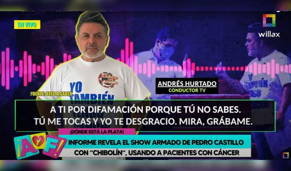Andrés Hurtado: envuelto en polémica por proyecto a favor de los pacientes con cáncer que acordó con el presidente Pedro Castillo. Foto: captura de Willax TV
