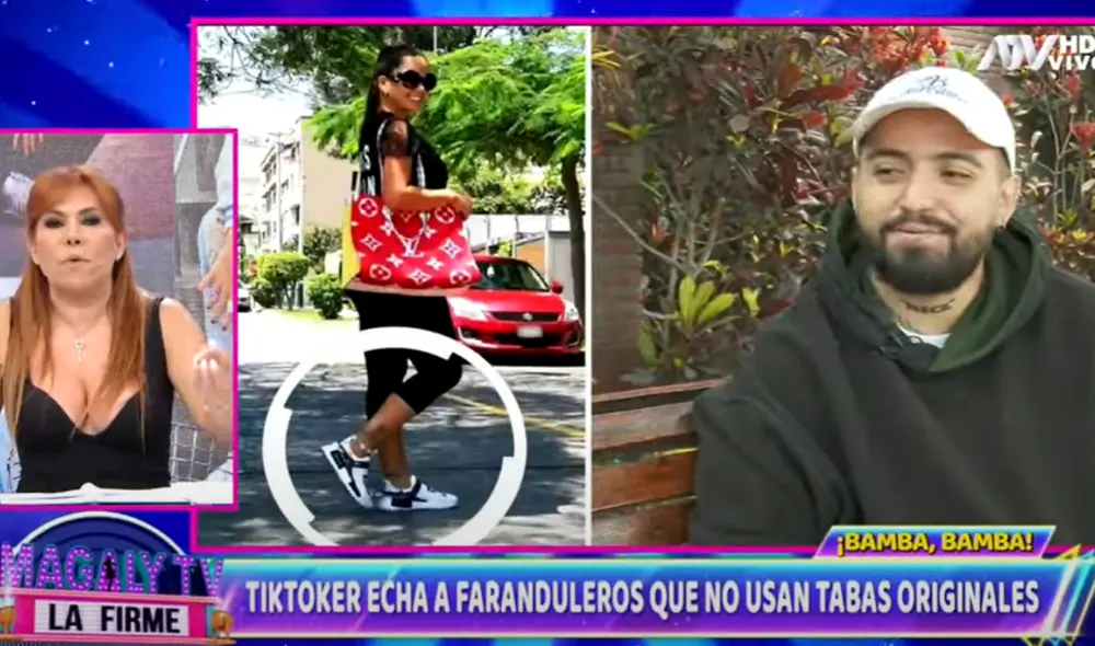 Tiktoker echa a figuras de la farándula por vestir marcas falsas y Magaly Medina lo aplaude. Foto: captura de ATV