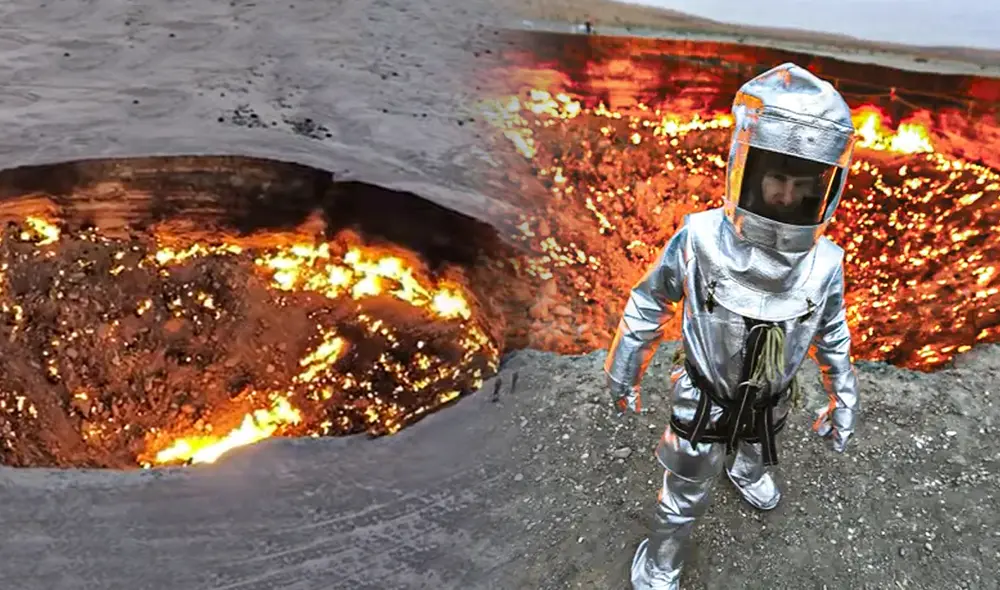 George Kourounis contó su experiencia al cruzar por el pozo Darvaza o 'Puerta del infierno' en 2013. Foto: composición LR/captura YouTube/National Geographic/ The Guardian