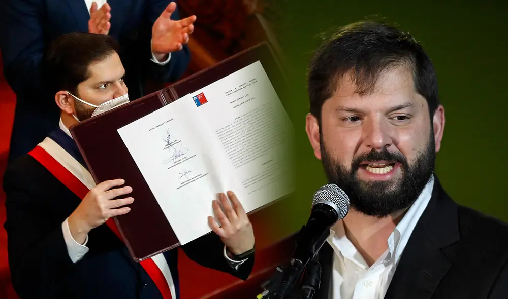 El presidente Gabriel Boric pidió la unidad de la patria a semanas del plebiscito constitucional Foto: composición LR/AFP