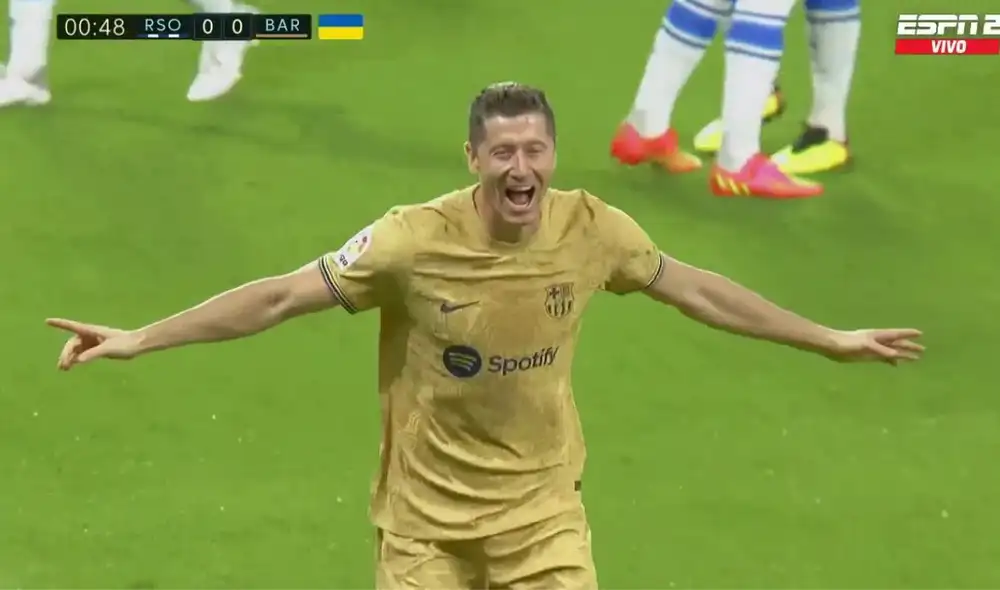 Gol de Lewandowski. Foto: captura ESPN Gol de Lewandowski. Foto: captura ESPN