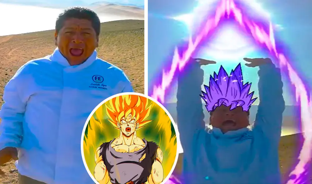 Con grandes efectos especiales, el candidato para la provincia de Tacna trató de parecerse al personaje principal de "Dragon Ball". Foto: composición LR/Facebook/Tacna para el mundo Con grandes efectos especiales, el candidato para la provincia de Tacna trató de parecerse al personaje principal de "Dragon Ball". Foto: composición LR/Facebook/Tacna para el mundo