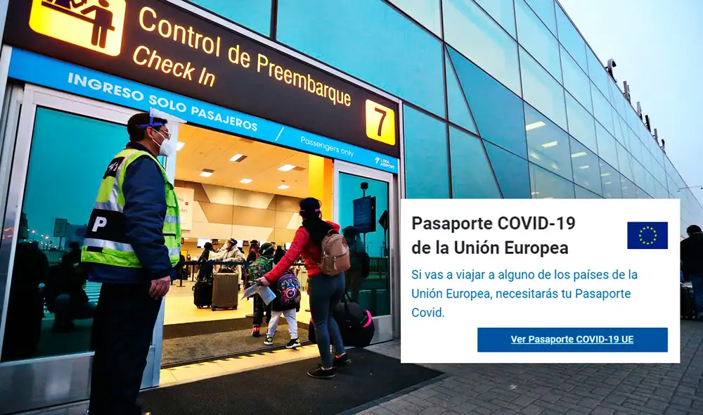 El pasaporte COVID-19 para la Unión Europea es gratuito. Foto: composición LR/ Andina/ captura Minsa