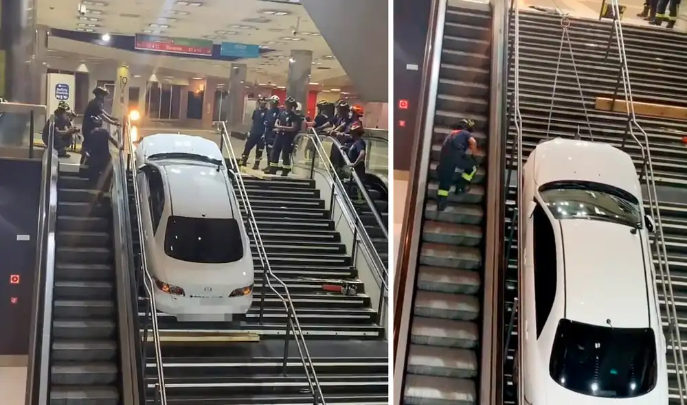 El hombre atravesó las puertas y quedó estancado entre las barandas. Afortunadamente no hubo heridos. Foto: EFE. El hombre atravesó las puertas y quedó estancado entre las barandas. Afortunadamente no hubo heridos. Foto: EFE.