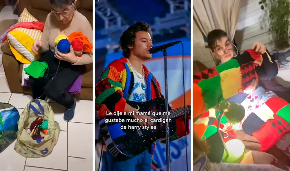 Después de hacerle un comentario a su mamá, la joven se sorprendió cuando la vio con lanas de colores al día siguiente. Foto: composición LR/TikTok/@danypobleteh