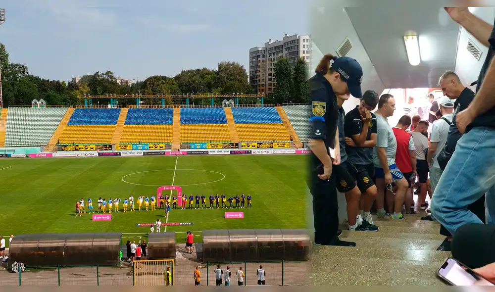El partido Rukh Lviv vs. Metalist Kharkiv se vio interrumpido por las sirenas de ataque aéreo por la guerra Ucrania-Rusia. Foto: composición GLR/@Buckarobanza El partido Rukh Lviv vs. Metalist Kharkiv se vio interrumpido por las sirenas de ataque aéreo por la guerra Ucrania-Rusia. Foto: composición GLR/@Buckarobanza
