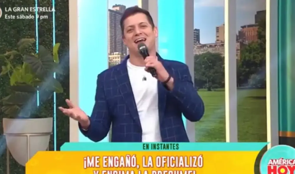 Gino Pesaressi apareció por todo lo alto en "América hoy" como uno de los conductores del programa. Foto: captura de América TV Gino Pesaressi apareció por todo lo alto en "América hoy" como uno de los conductores del programa. Foto: captura de América TV