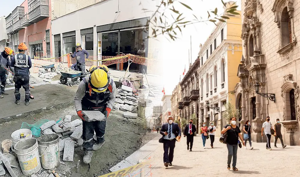 Obras. La meta es peatonalizar 41 cuadras en el Centro de Lima. Foto: composición Fabrizio Oviedo/Andina/Municipalidad de Lima