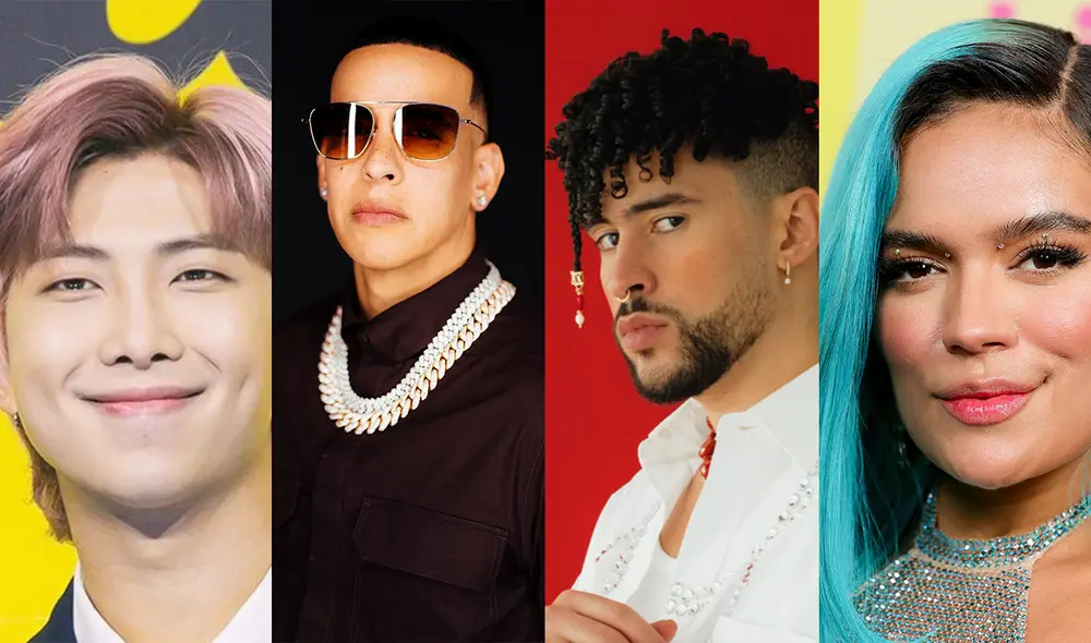 BTS, Daddy Yankee, Bad Bunny y Karol G están nominados en varias categorías de los MTV Video Music Awards. Foto: composición LR/Bighit Music/Instagram/YouTube/AFP BTS, Daddy Yankee, Bad Bunny y Karol G están nominados en varias categorías de los MTV Video Music Awards. Foto: composición LR/Bighit Music/Instagram/YouTube/AFP
