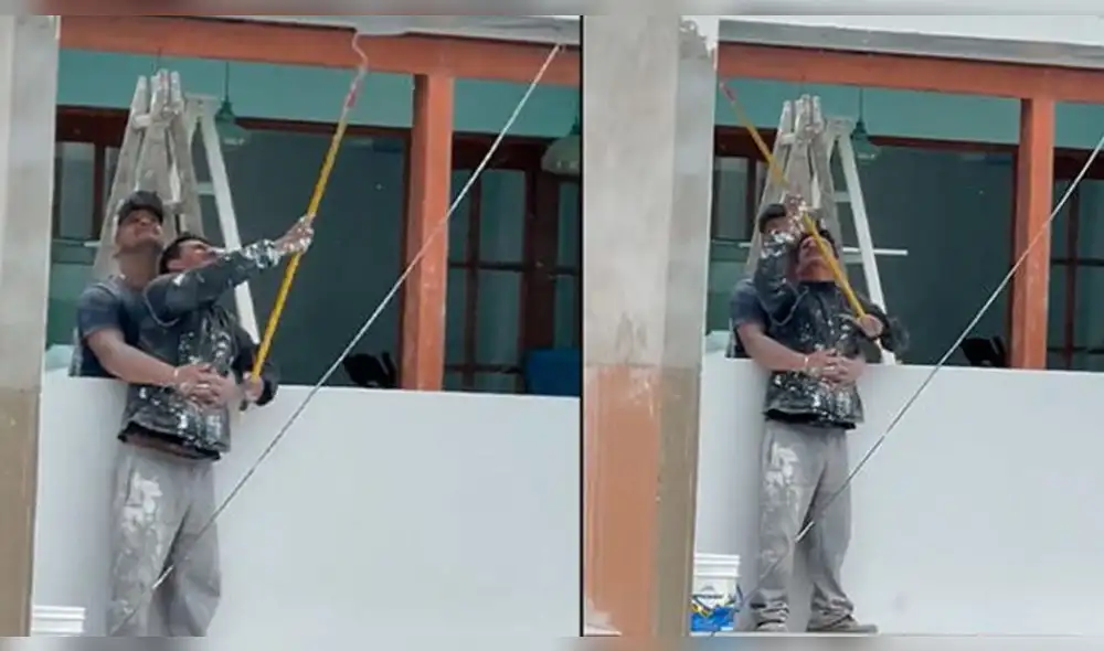 El pintor usó una medida de seguridad cómoda para él. Foto: composición LR/captura de TikTok