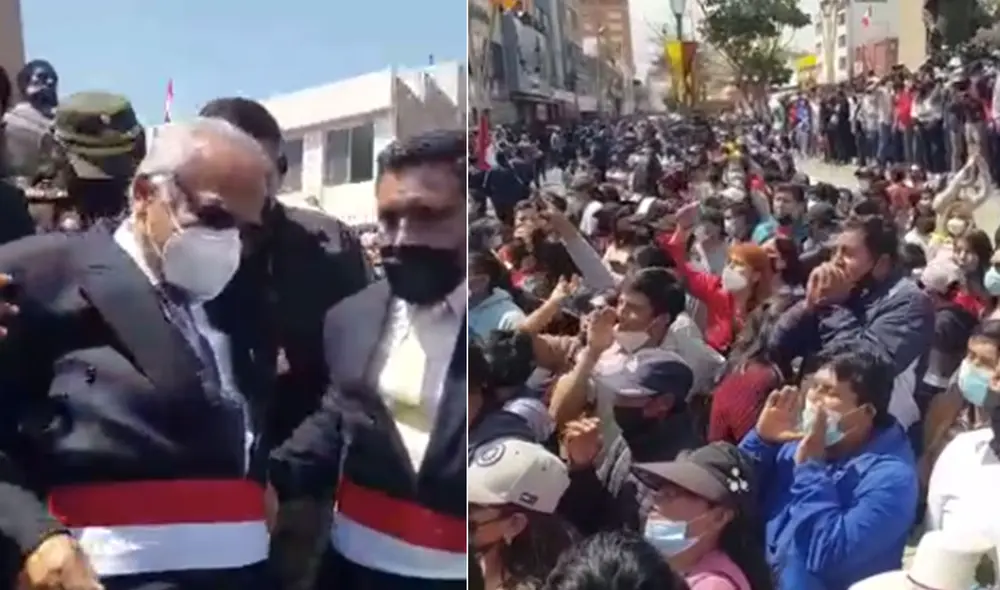 Algunos ciudadanos comenzaron a arengar cuando vieron al jefe del gabinete ministerial. Foto: Captura video La República
