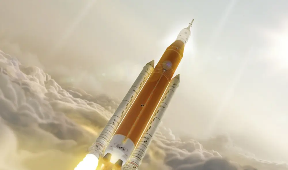 Artemis 1 consiste en el cohete SLS, el más potente construido hasta la fecha, y la nave Orión, ubicada en su cima, la cual será la primera cápsula hecha para humanos en viajar tan lejos en el espacio. Foto: NASA
