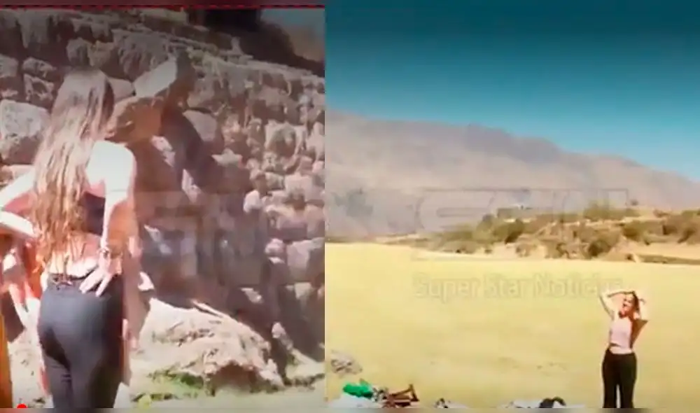 Turistas extranjeras fueron captadas cuando se daban un refrescante baño en uno de los canales del parque arqueológico de Tipón. Foto: SSN Noticias