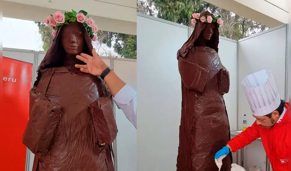 En solo 5 horas, los maestros pasteleros lograron llegar a un 80% de la escultura. Foto: María Pía Ponce/ Urpi-LR