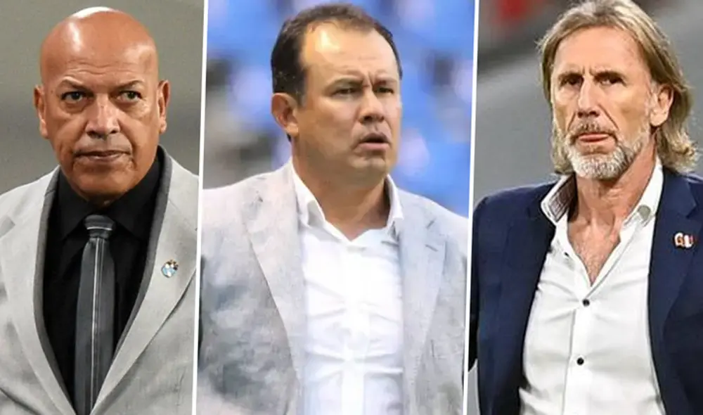 Juan Reynoso, Roberto Mosquera y Ricardo Gareca son tres de los mejores entrenadores que pasaron por el Perú.  Foto: composición LR/AFP/Marca