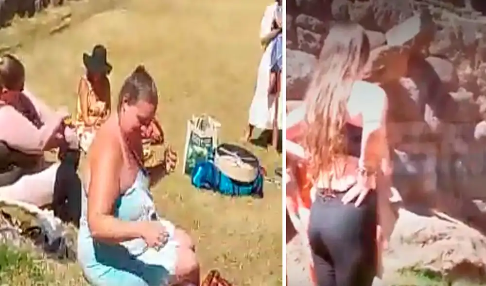 Turistas extranjeras fueron captadas cuando se daban un baño en uno de los canales del parque arqueológico de Tipón. Foto: SSN Noticias