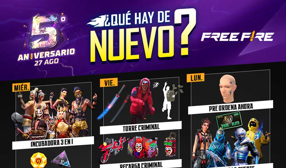 Las actividades de la agenda semanal estarán disponibles en Free Fire y Free Fire Max. Foto: Free Fire Las actividades de la agenda semanal estarán disponibles en Free Fire y Free Fire Max. Foto: Free Fire