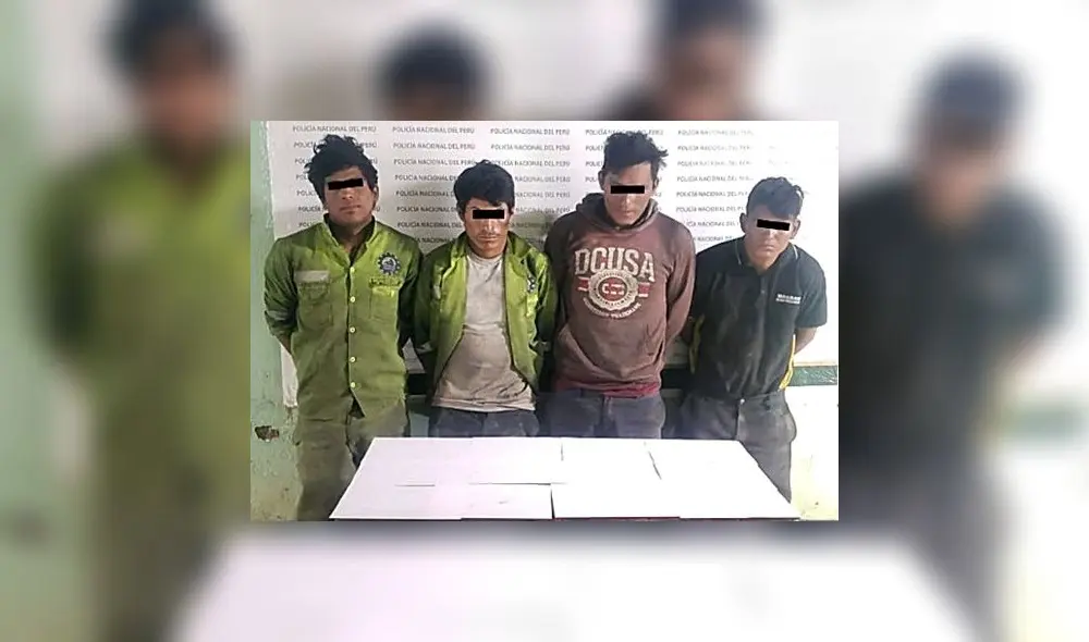 Hombres fueron detenidos con 2 toneladas de mineral aurifero. Foto: PNP Hombres fueron detenidos con 2 toneladas de mineral aurifero. Foto: PNP