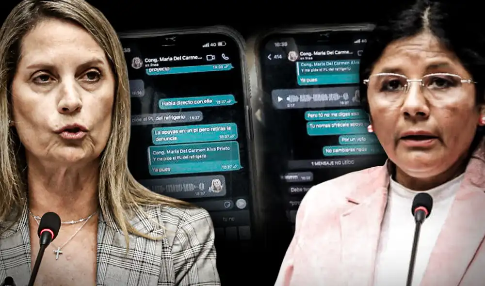 María del Carmen Alva responde sobre presunta negociación de votos con Isabel Cortez para que retire la denuncia por agresión que presentó ante la Comisión de Ética del Congreso. Foto: composición de Jazmín Ceras