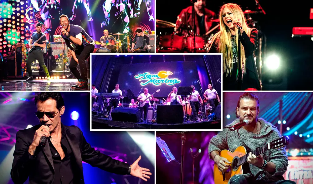 Coldplay, Avril Lavigne, Agua Marina, Marc Anhony y Ricardo Arjona se presentarán en Lima en septiembre. Foto: Composición LR / Instagram