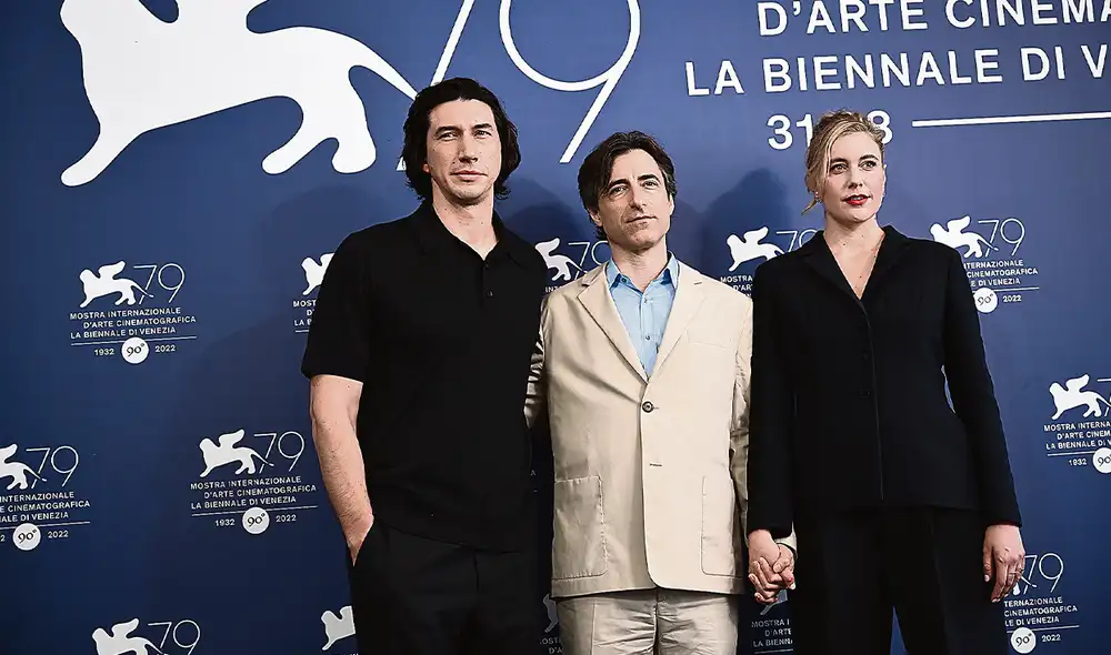 Adam Driver, Noah Baumbach y Greta Gerwig de ‘Ruido de fondo’. Foto: difusión