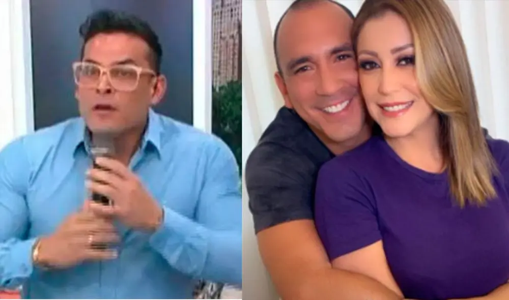 Christian Domínguez y Karla Tarazona habrían mantenido comunicación gracias a la asistente de la conductora de Panamericana Televisión, según Magaly Medina. Foto: Composición La República/Captura América TV/Karla Tarazona/Instagram