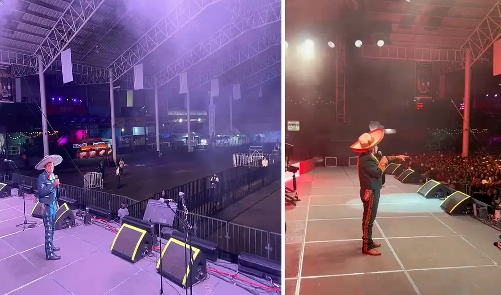 Luego de subir al escenario de su primera presentación, el hombre de la tercera edad estuvo afligido ante la ausencia del público. Foto: composición LR/Facebook/@abdeladavachegonz