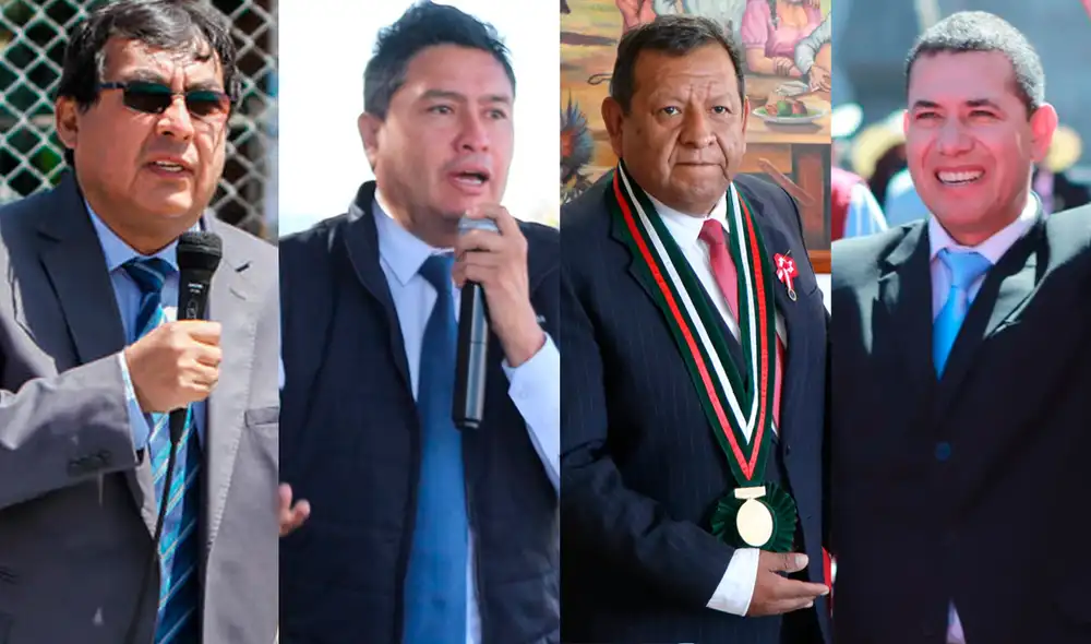 Luis Aguirre, Anghelo Huerta, Benigno Cornejo y Gilmar Luna son alcaldes distritales que postularán a la alcaldía provincia de Arequipa. Foto: composición Rosario Ticona/ La República Luis Aguirre, Anghelo Huerta, Benigno Cornejo y Gilmar Luna son alcaldes distritales que postularán a la alcaldía provincia de Arequipa. Foto: composición Rosario Ticona/ La República