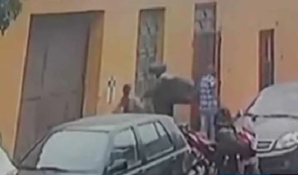 El ladrón realizó dos disparos al aire para amedrentar a sus víctimas y, en medio del forcejeo, hirió a la pareja. Foto captura Panamericana El ladrón realizó dos disparos al aire para amedrentar a sus víctimas y, en medio del forcejeo, hirió a la pareja. Foto captura Panamericana