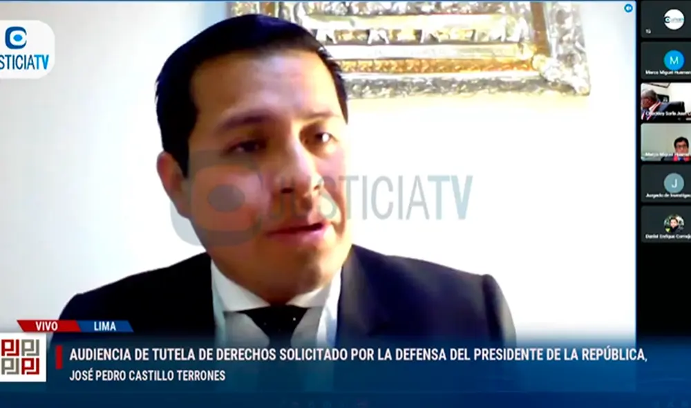 Benji Espinoza, abogado de, Pedro Castillo, solicitó al juez Juan Carlos Checkley ordenar a la Fiscalía cesar una presunta filtración de informaciones reservadas a los medios. Foto: captura/Justicia TV Benji Espinoza, abogado de, Pedro Castillo, solicitó al juez Juan Carlos Checkley ordenar a la Fiscalía cesar una presunta filtración de informaciones reservadas a los medios. Foto: captura/Justicia TV