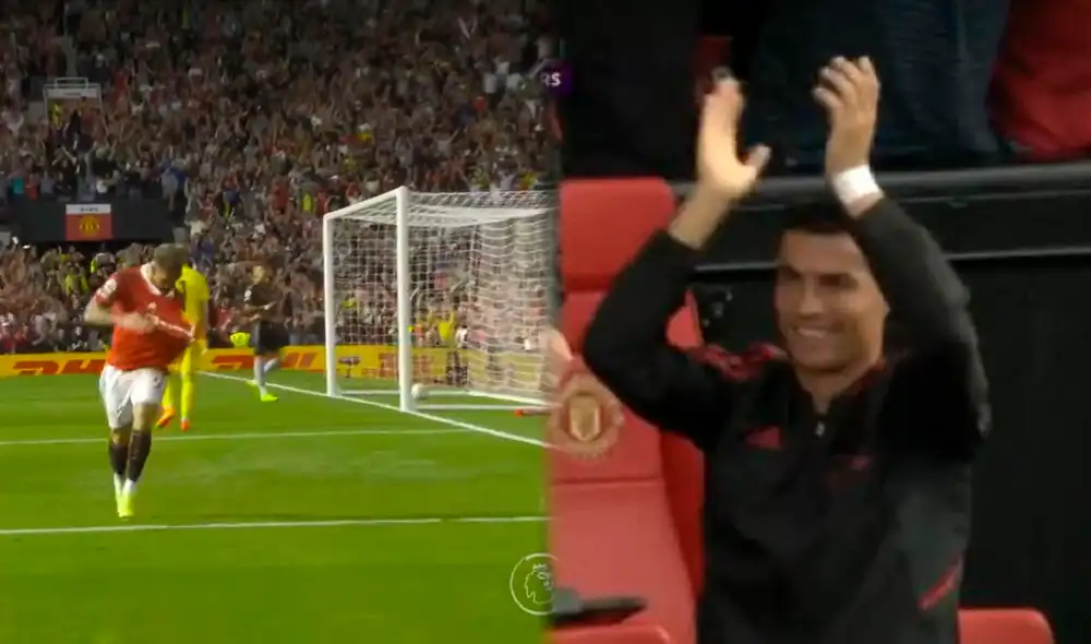 Antony anotó en su debut con Manchester United y 'CR7' lo aplaudió. Foto: composición LR/captura ESPN