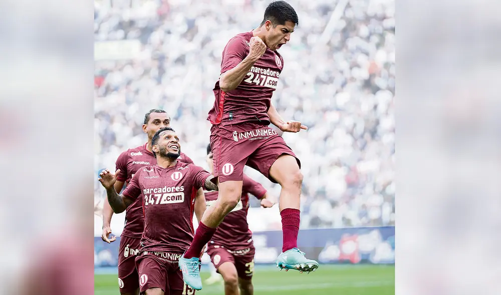 Estreno goleador.  Leonardo Rugel anotó su primer tanto con Universitario en el año y el segundo en toda su trayectoria con el club crema. Foto: Universitario