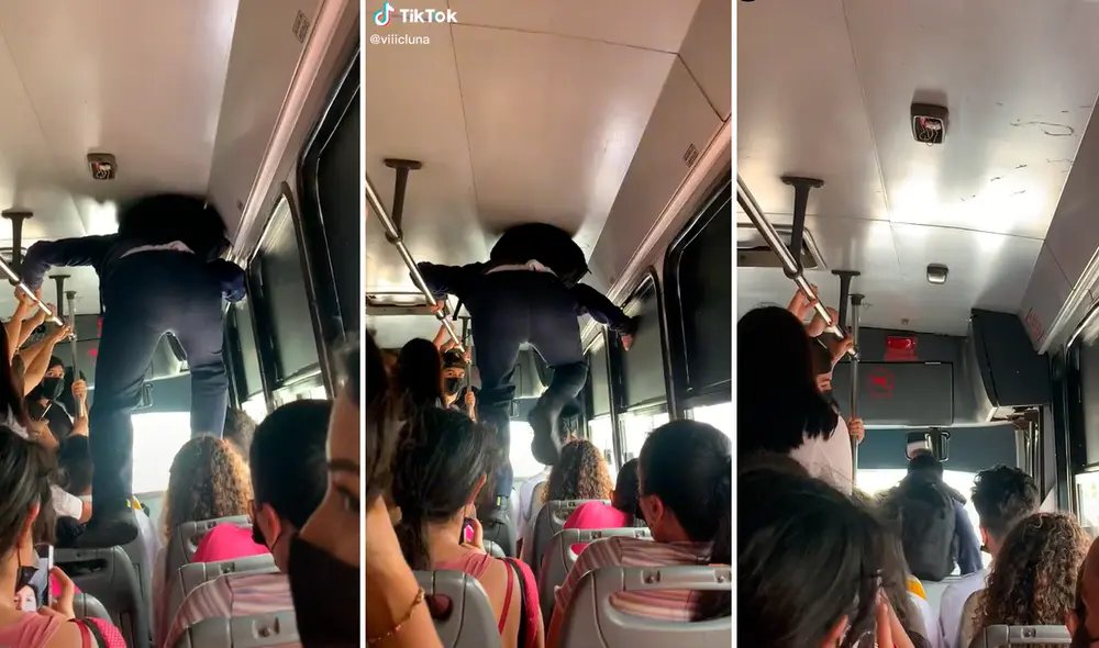 Algunos usuarios en redes sociales se vieron reflejados en el muchacho cuando viajan en buses públicos. Foto: composición LR/captura de TikTok/@Viiicluna Algunos usuarios en redes sociales se vieron reflejados en el muchacho cuando viajan en buses públicos. Foto: composición LR/captura de TikTok/@Viiicluna