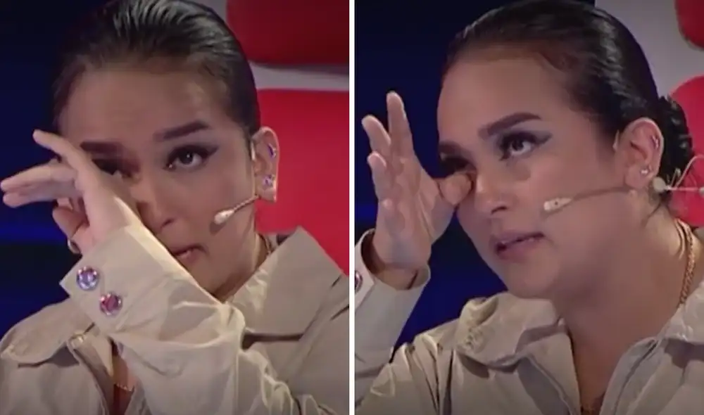 Daniela Darcourt llora al recordar su infancia al lado de su madre. Foto: captura Latina