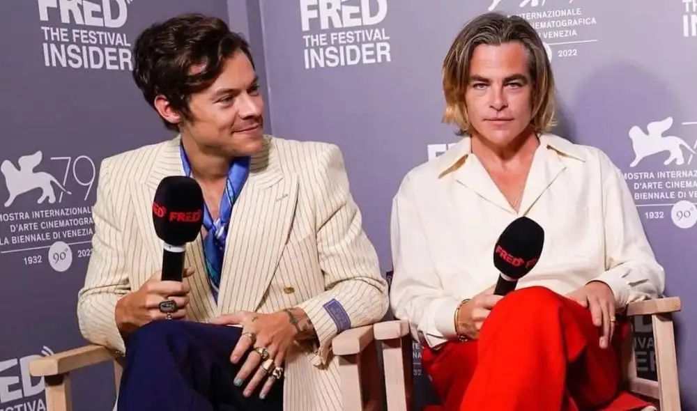 Harry Styles y Chris Pine, actores de "Dont' worry darling", protagonizaron un momento que se calificado como "incómodo" en redes sociales. Foto: composición/ ComicsOficial/Twitter