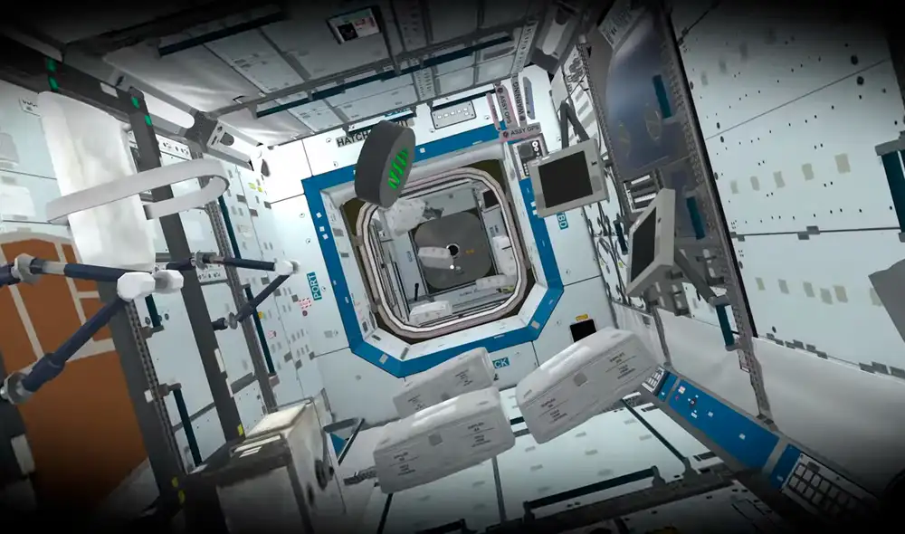 Además de explorar el interior de una Estación Espacial Internacional, el juego también incluye información acerca de cómo la microgravedad afecta al cuerpo humano. Foto: Space Science Investigations